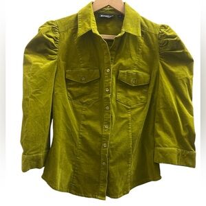 7th Avenue Corduroy Shirt M Olive Green